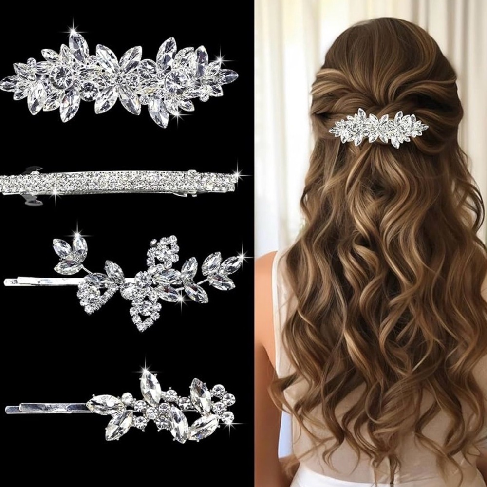 Elegant Silver Hair Clip Set *4 Pieces*